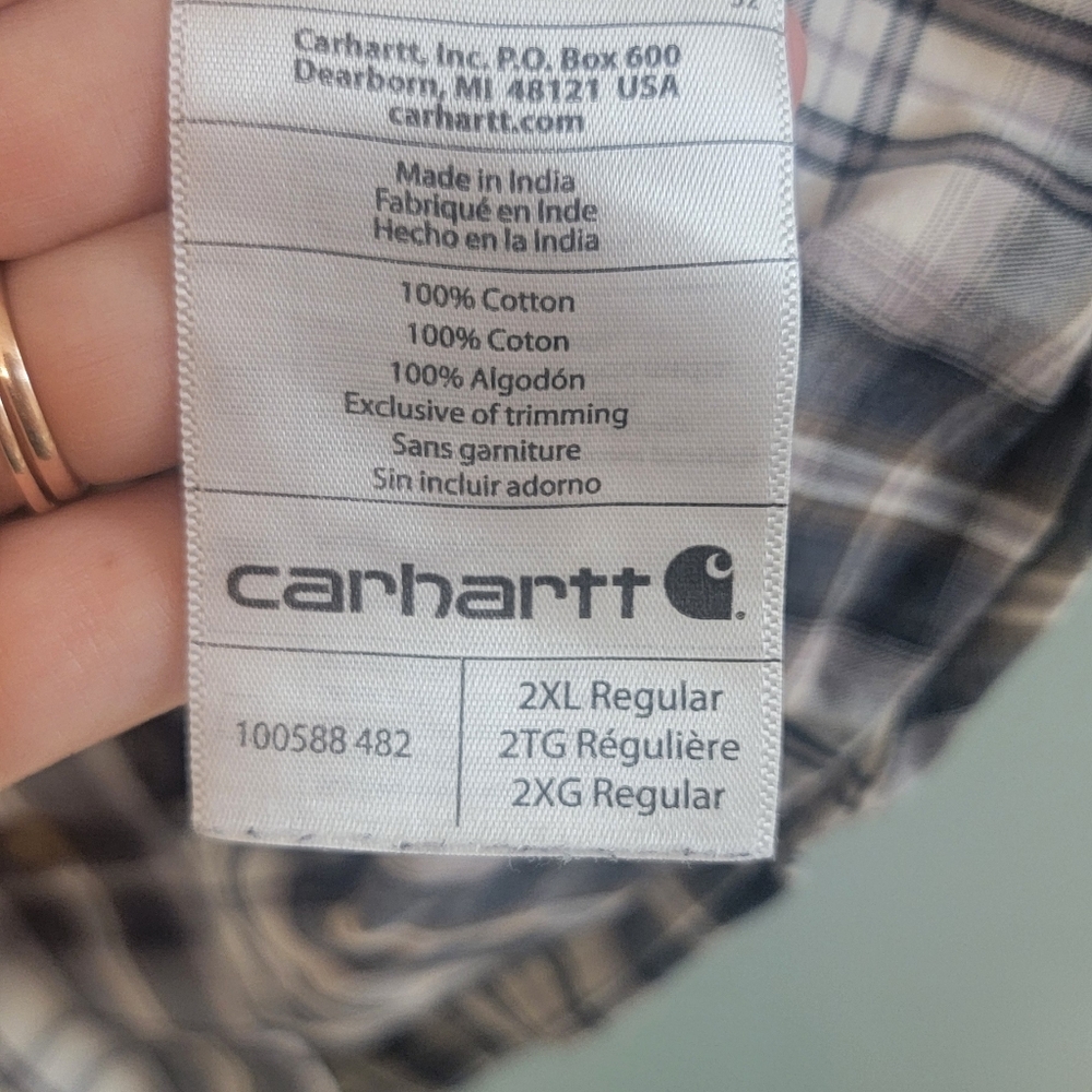 Carhartt Mens Stripe Embroidered Logo Relaed fit Buttoned Down Shirt Size‎ 2x - Picture 5 of 8